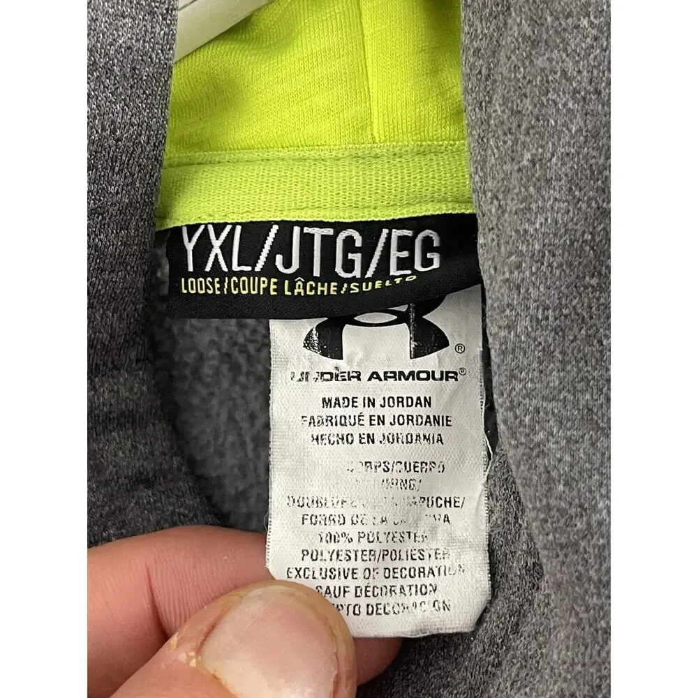 Under Armour Hoodie Boys XL Gray Big Logo Storm Pullover Sweater Sweatshirt N67